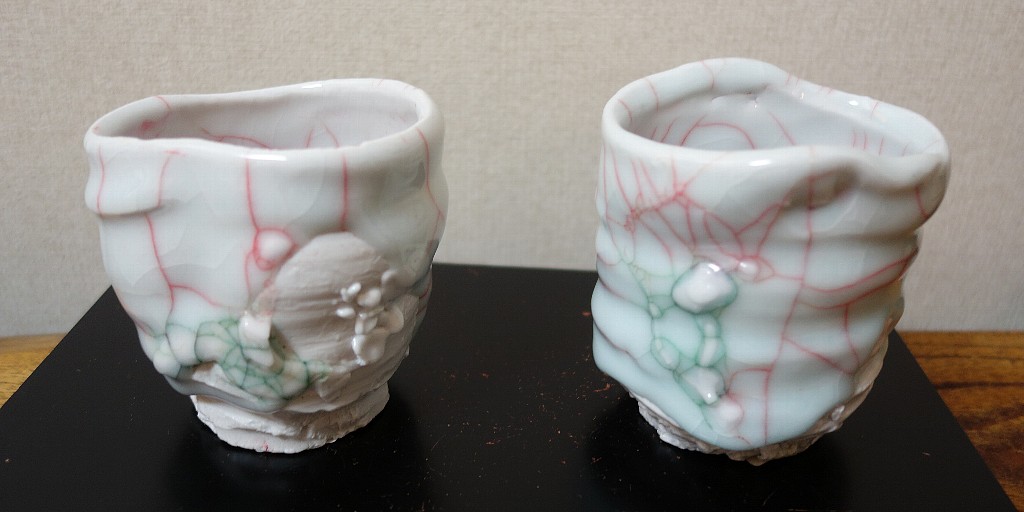 氏家昴大　織部漆赤塗片口　現代アート New works】 漆貫入彩白釉茶盌 WHITE GLAZE LACQUER TEA BOWL